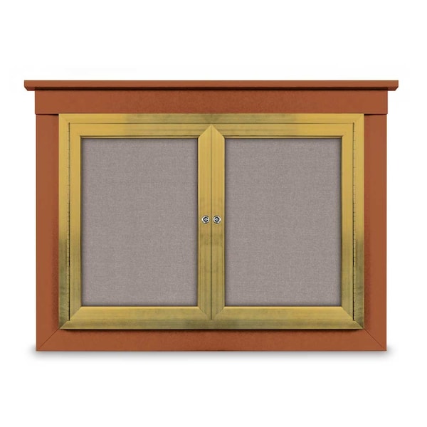 24"x36" 1-Door Enclosed Letterboard, Header, Green Felt/Lt Oak